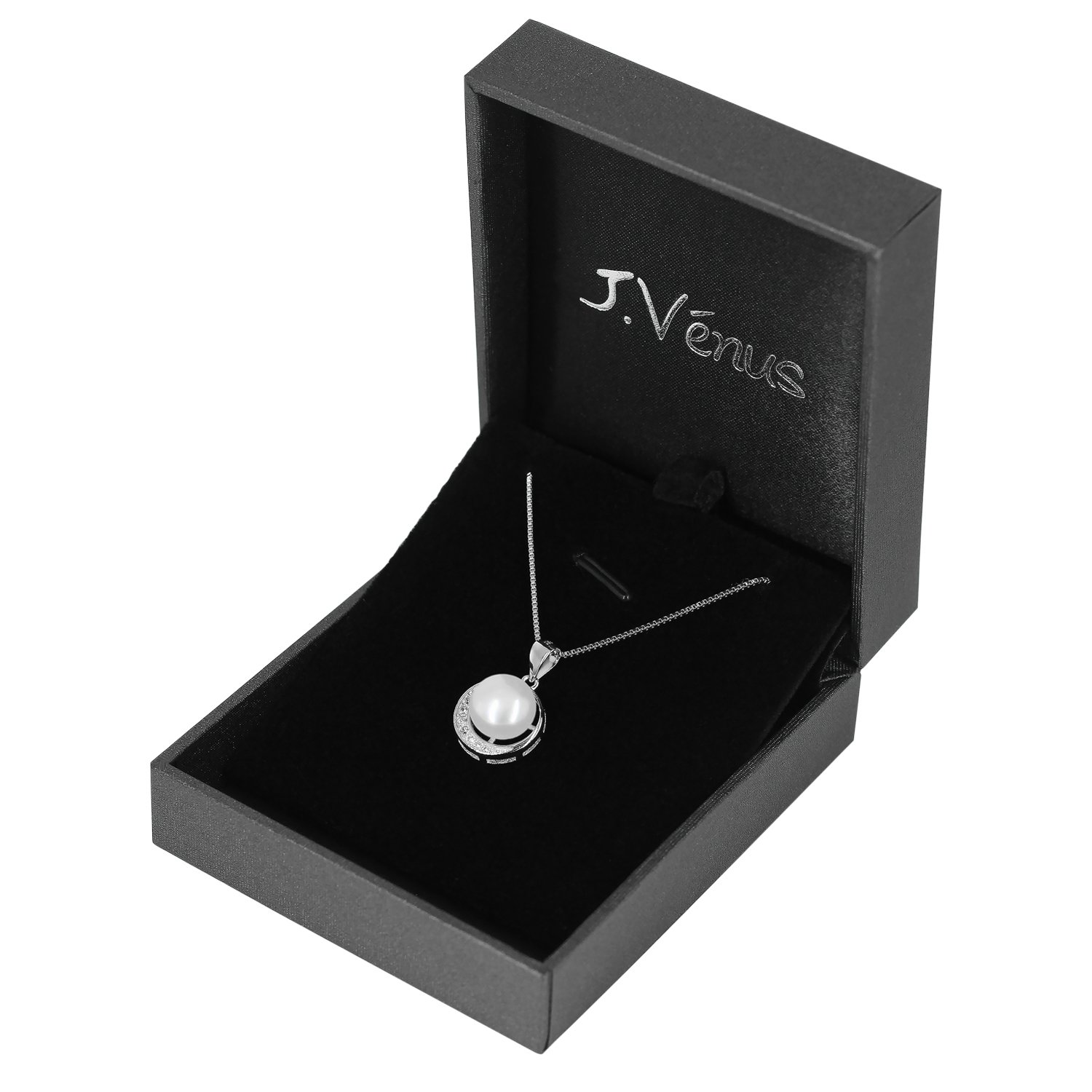 J.Vénus Collana Argento sterling 925 Zircon con un grande perla Buon regalo per amore