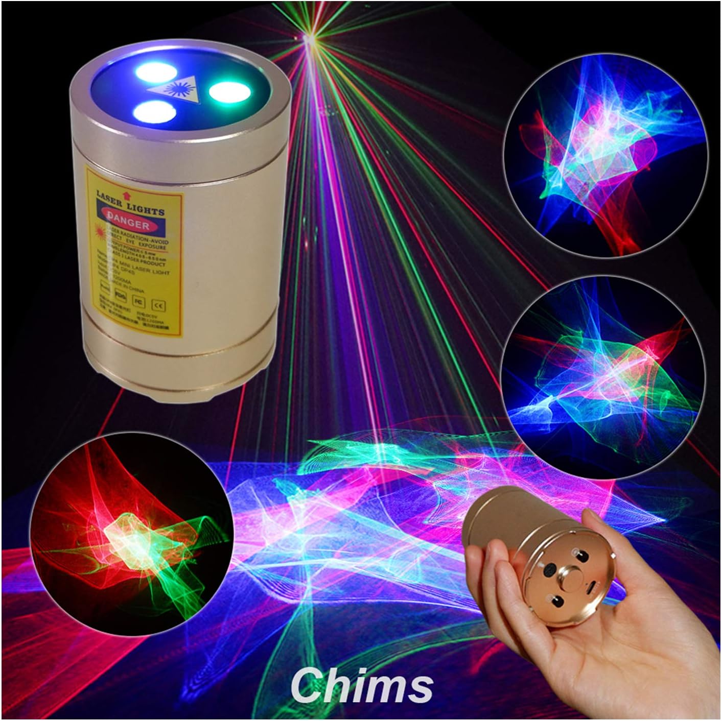 Chims DJ Lights, Rechargeable Mini Laser Lights RGB Aurora Lighting