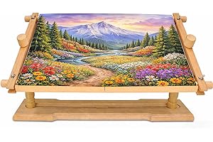 Rotated Table Embroidery Frame Stand - Adjustable Cross Stitch Scroll Frame, Beech Wood Quilting Frame Needlepoint Holder Str