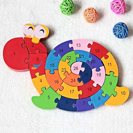 Amazon Co Jp Demiawaking かわいい幼児 子供 教育教材 カタツムリ 木のおもちゃ 啓蒙教育 表数字 裏アルファベット おもちゃ
