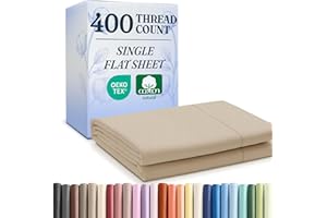 CGK UNLIMITED Queen 400 Thread Count 100% Cotton Flat Sheet - Comfortable, Cooling & Breathable Cotton - Top Flat Sheet Only - Luxury Hotel Quality Bedding - Extra Soft and Comfy - Easy Care, Wrinkle Free - Cream