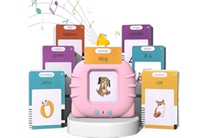 GLOBALTRONICS Talking Flash Cards Toddler Toys Pocket Speech for Toddlers 1-3, Talking Learning Flash Cards Educational Toys Sensory Toys Gift for Boys and Girls (510 Sight Words-Pink)