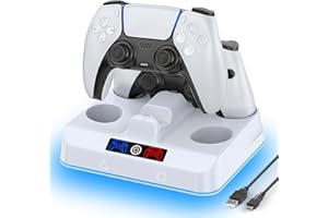 OIVO VGA DESIGN OIVO PS5 Controller Charger Station, Drop & Go Design Compatible with Sony PlayStation 5 DualSense/Edge Remotes, Fast Charging Dock with RGB Light & LED Indicator, Must Have PS5 Accessories
