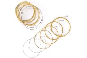 Swhmc Acoustic Guitar Strings Nickel Alloy Strings Set, 6 Guitar Stings, E-012, B-016, G-024, D-031, A-041, E-049, Clear and 