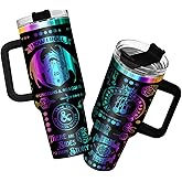 34HD Dungeon Dice Game Tumbler 40oz with Handle and Straw, Master Dragon Laser Engraved Insulated Travel Coffee Cup - Funny Birthday Gifts for Gamers, Friends & BFF