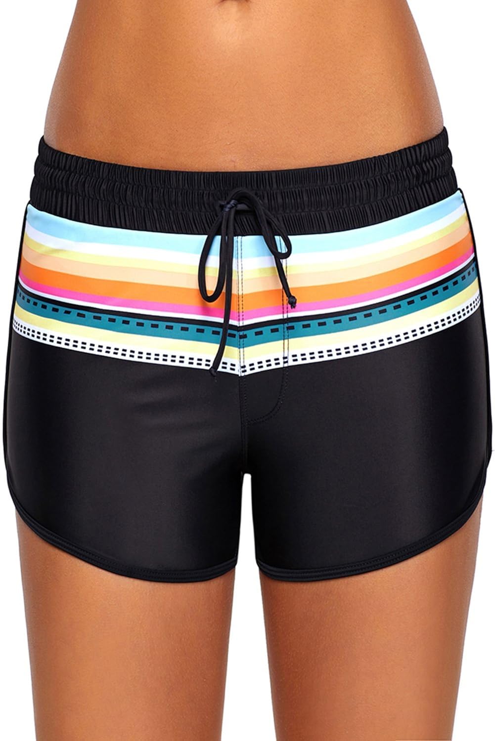 boldgal women's swimwear drawstring shorts (black)