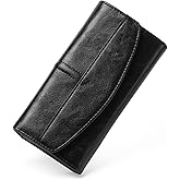 RNIEGA Womens Wallet Large Capacity Leather RFID Blocking Wallets for Women Clutch Credit Card Holder with Zipper Pocket