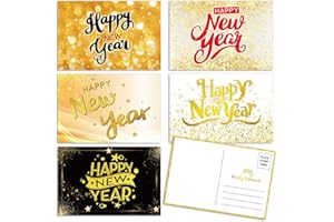 Fancy Land 50 Happy New Year Postcards Faux Gold New Year Holiday Cards