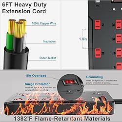 ETL Listed Power Strip Surge Protector, 8 Outlets