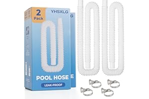 YHSXLG Pool Hoses for Above Ground Pools, 1.25 x 51 Inch Hose for Filter Pump, Compatible with Filter Pump 607, 637 (2 Hoses + 4 Metal Clamps)