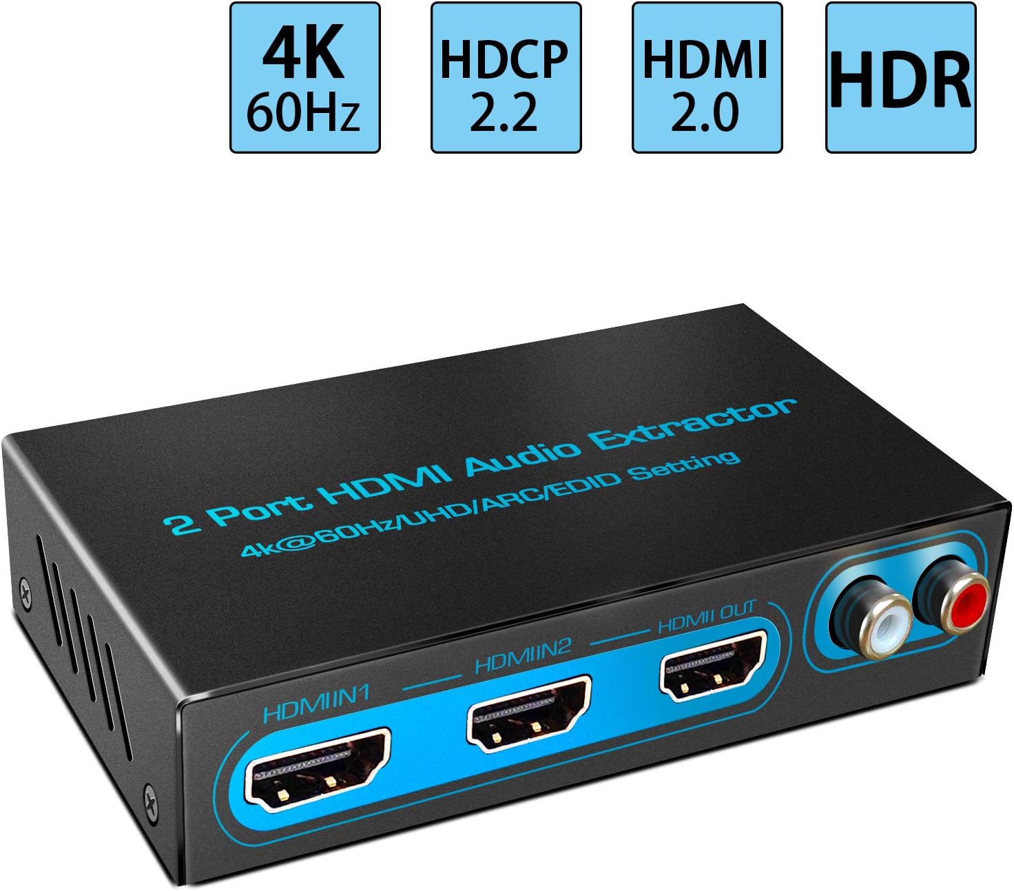 4K@60Hz HDMI Switch 2x1 with Optical SPDIF & RCA L/R Audio Out, FiveHome 2 in 1 Out HDMI Audio Extractor Splitter, Supports ARC, Dolby AC3,DTS,3840x2160@60Hz,UHD