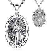 LOOVE Patron Saint Medals Amulet Necklace 925 Sterling Silver Protection Jewelry for Men Women with 20"/22"+2" Rolo Chain