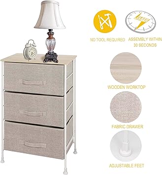 Itidy 3 Drawer Dresser Nightstand Bedside Table End Table Storage Chest For Nursery Closet Bedroom And Bathroom No Tool Required To Assemble Patent Design Limited Edition Linen Amazon Ca Home Kitchen