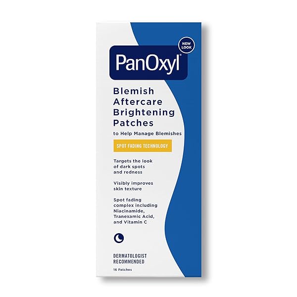 PANOXYL BLEMISH BRIGHTENING PATCHES: DERMATOLOGIST-RECOMMENDED, HELP FADE POST-ACNE DARK SPOTS AND REDUCE REDNESS, LARGE CLEAR PATCHES COVER A BIGGER AREA, VEGAN AND LATEX-FREE, 16CT