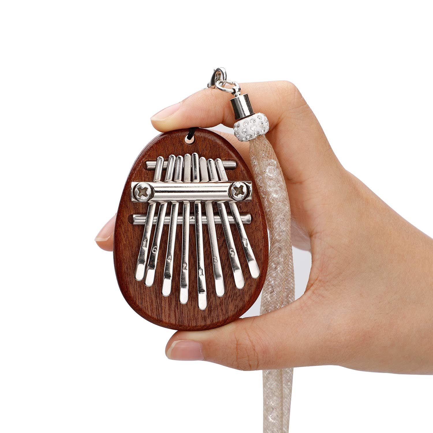 Alnicov 8 Keys Kalimba Thumb Piano, MiNi Solid Wood Finger Piano with lanyard Suitable for Kids Beginner Learning Gift