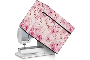 Luarisgur Cherry Blossom Sewing Machine Cover Pink Sewing Machine Cover Dust Cover with Storage Pocket Soft Sewing Machine Protector Cover Compatible with Most Standard Machines
