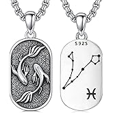 SIMONLY Zodiac Necklace 925 Sterling Silver Constellation Necklace Zodiac Sign Necklaces Horoscope Jewelry Christmas Birthday Astrology Gifts for Women Men Unisex