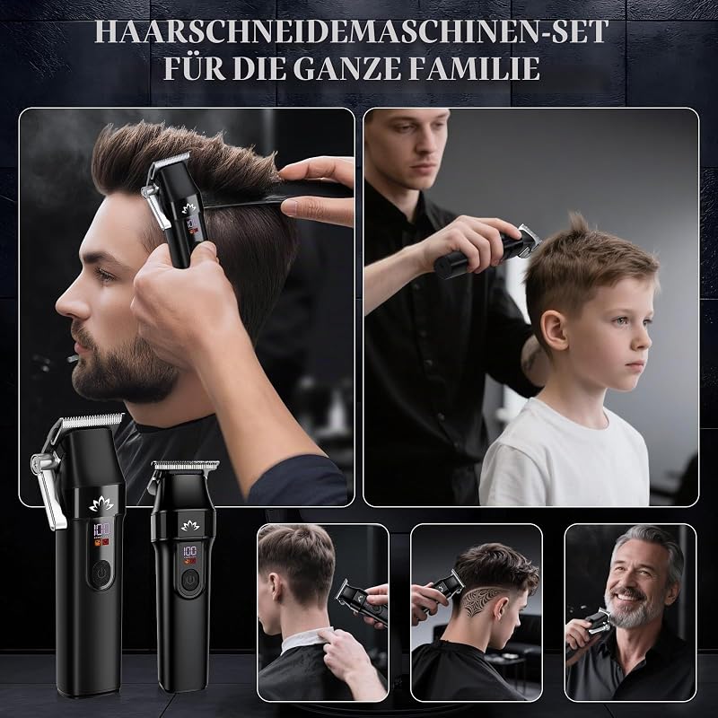 Haarschneider für Männer Schnurloser Haartrimmer Bartschneider Professioneller T-Klingen-Trimmer Wiederaufladbares USB-Haarschneide- und Pflegeset Barbierscheren-Set LED-Anzeige
