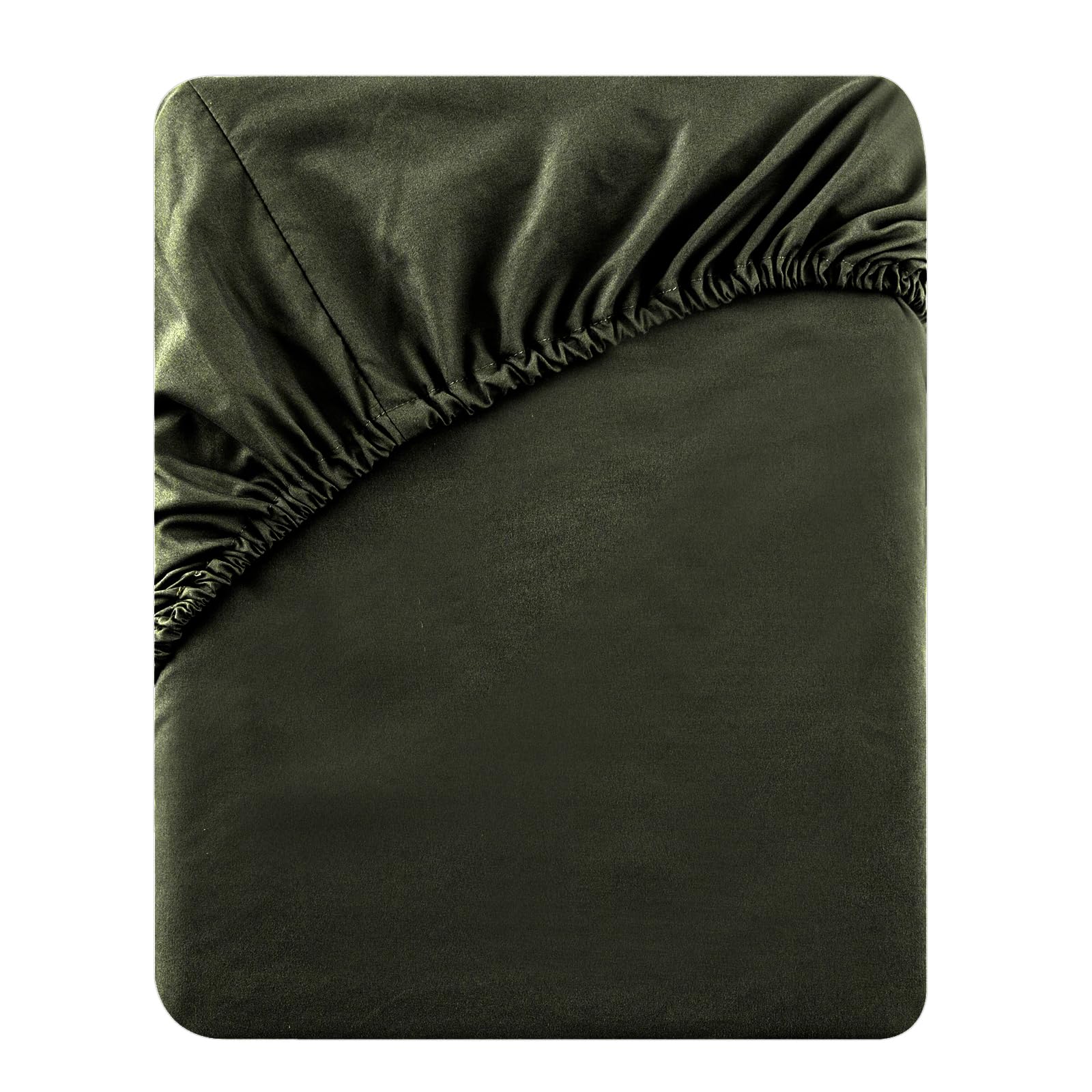 Soifox Super King Fitted Sheet Olive Green - Bed Sheets with Extra Deep Pocket 16 inch (40 cm), Soft Microfiber Bottom Sheet for Superking Bed, 180x200cm
