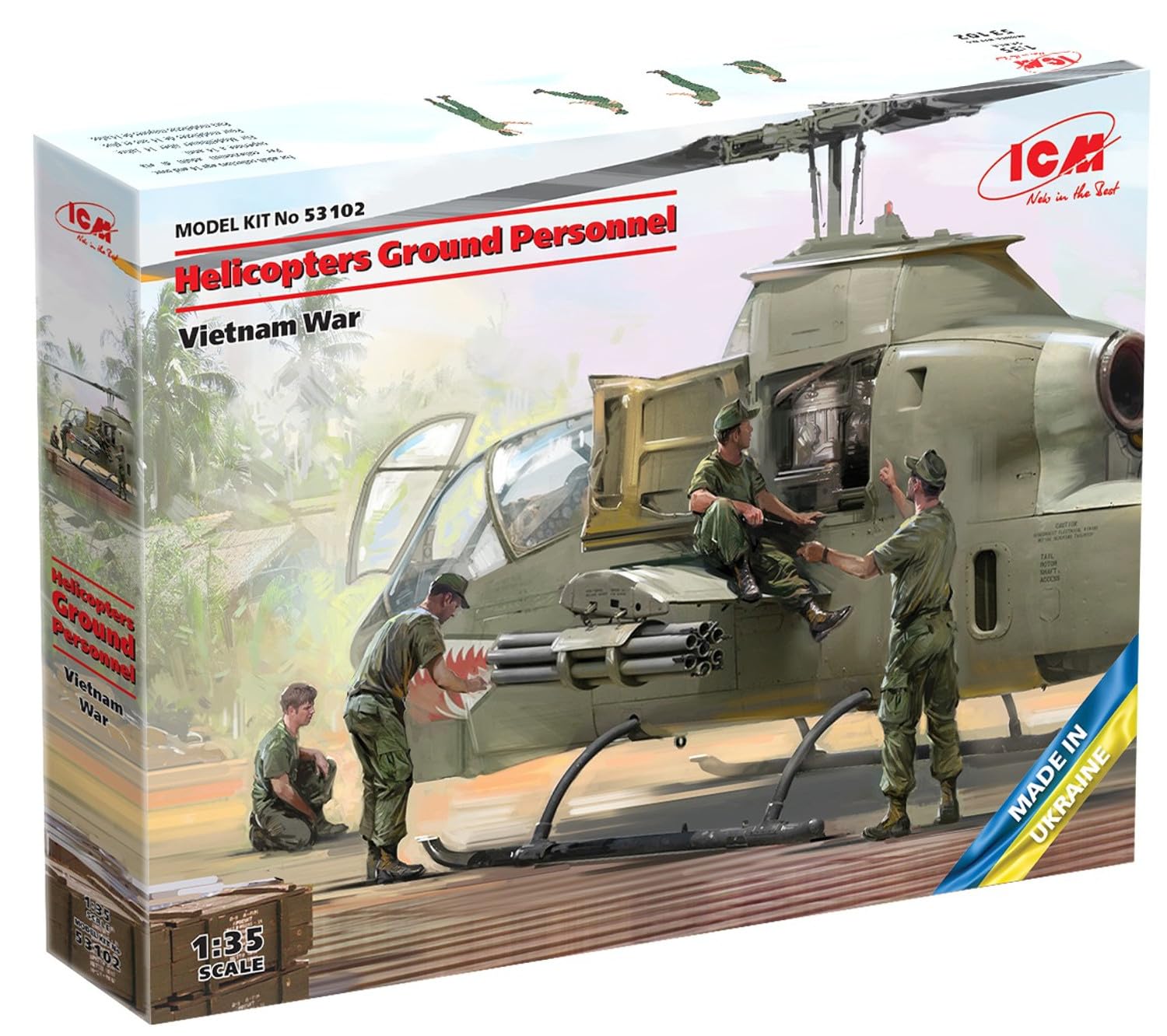 ICM 1:35 - Helicopters Ground Personnel (Vietnam War) Model Kit, ICM53102 Gray