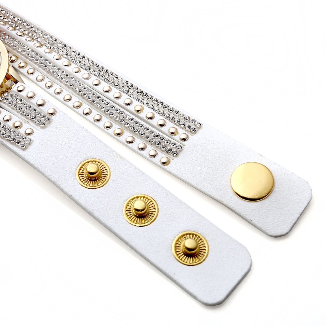 JSDDE Mode éléphant de Rivet Montre Bracelet Femme Quartz Tressé Winding Wrap Montre, Blanc