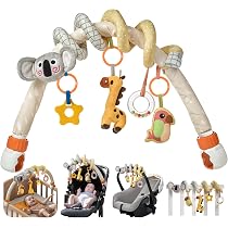 TUMAMA KIDS Arche De Poussette Avec Jouets Suspendus – Activity Spirale Amovible Pour Berceau, Siège Auto, 0-12 Mois – Motif Lapin Et Animaux