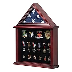 Tieeqe Solid Wood Flag Display Case Military Shadow