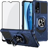 Ailiber for TCL 40 XE/40 X 5G/T609M Stand Case, Screen Protector-Blue | Flexible Stable Ring Kickstand Holder Military-Grade Drop Protection, Build-in Metal for Magnet Car Mount Armor Cover