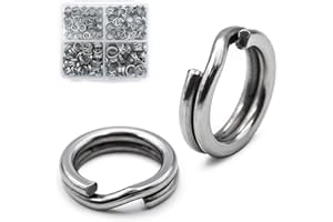 FishTrip Split Rings Fishing 50Pcs - Stainless Steel Heavy Duty Split Ring Pliers Saltwater Treble Hooks Terminal Tackle Connector (Size 12)