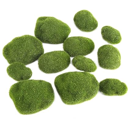 12pcs Moss Ball Terrarium Decorative Artificial Green Moss Stones