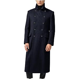ONAXTDA Mens Wool Blend Overcoat Double Breasted Full Length Polo Coats Fall Winter Trench Coat Busienss Casual