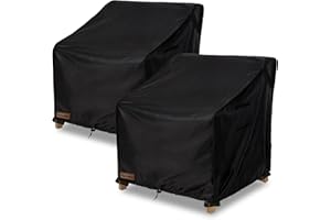 Aacabo Outdoor Swivel Lounge Chair Cover 2 Pack,Waterproof 100% Outdoor Patio Chair Covers,27.5W x 32.5 D x 39 H inches,Outside Furniture Lounge Deep Seat Cover -Black