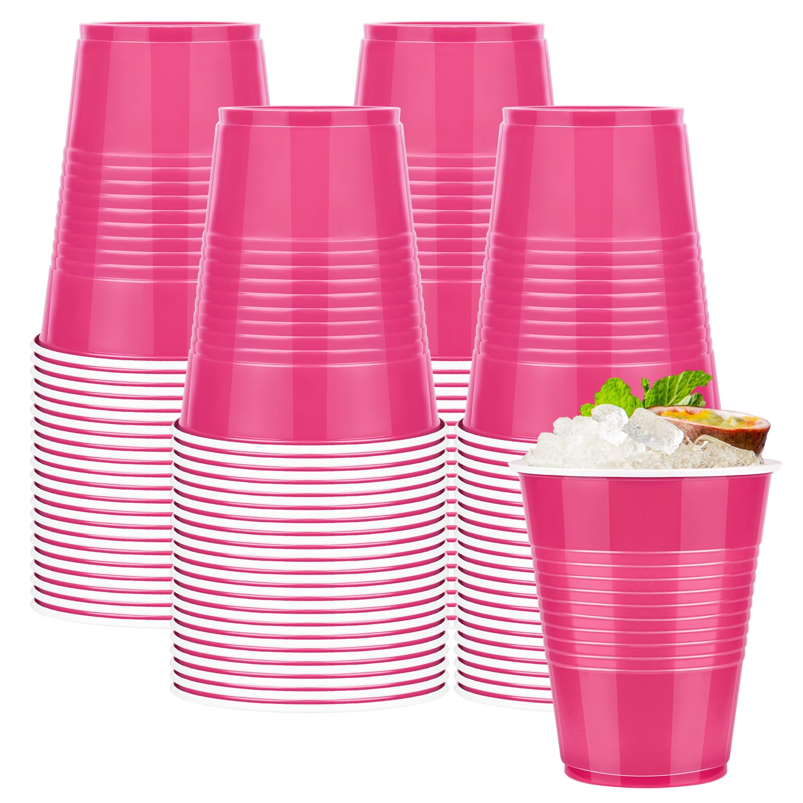 Photo 1 of **Partial Set**
WYTAOHZL 100 Pack Disposable Plastic Cups 12 Ounce Hot Pink Plastic Cups Hot Pink Drinking Cups Bulk Disposable Cup for Wedding Birthday Party