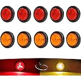 NEW SUN 2" Round LED Trailer Lights, Clearance Marker Lights 4 Diodes 12V, Waterproof, with Grommet & Plug+Play 2 Pin for Tra