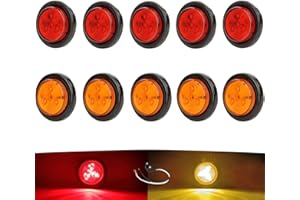 NEW SUN 2" Round LED Trailer Lights, Clearance Marker Lights 4 Diodes 12V, Waterproof, with Grommet & Plug+Play 2 Pin for Tra