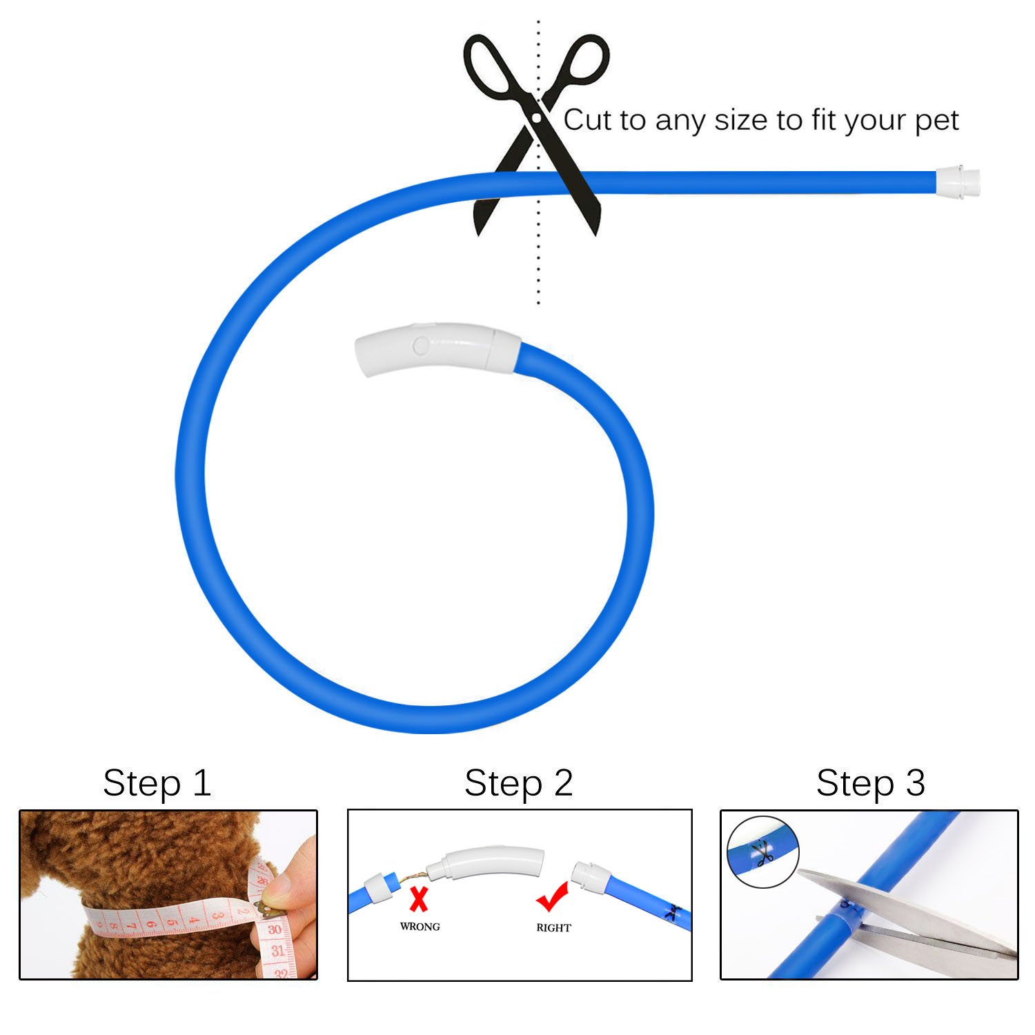 Fashion&cool Led Dog Collar,Magnetic Connector,USB Rechargeable Glowing Pet Dog Collars for Night Safety,Water Resistant Light up Collar for Small,Medium,Large Dogs(Blue)