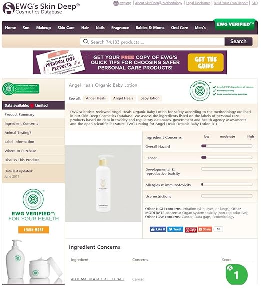 angel heals organic baby lotion