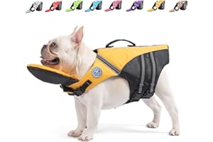 Mklhgty Dog Life Jacket, Reflective Dog Life Vest with Removable Neck Float High Buoyancy for Swimming and Boating, Ripstop Pet Safety Swimsuit Rescue Handle for Small Medium Large Dogs