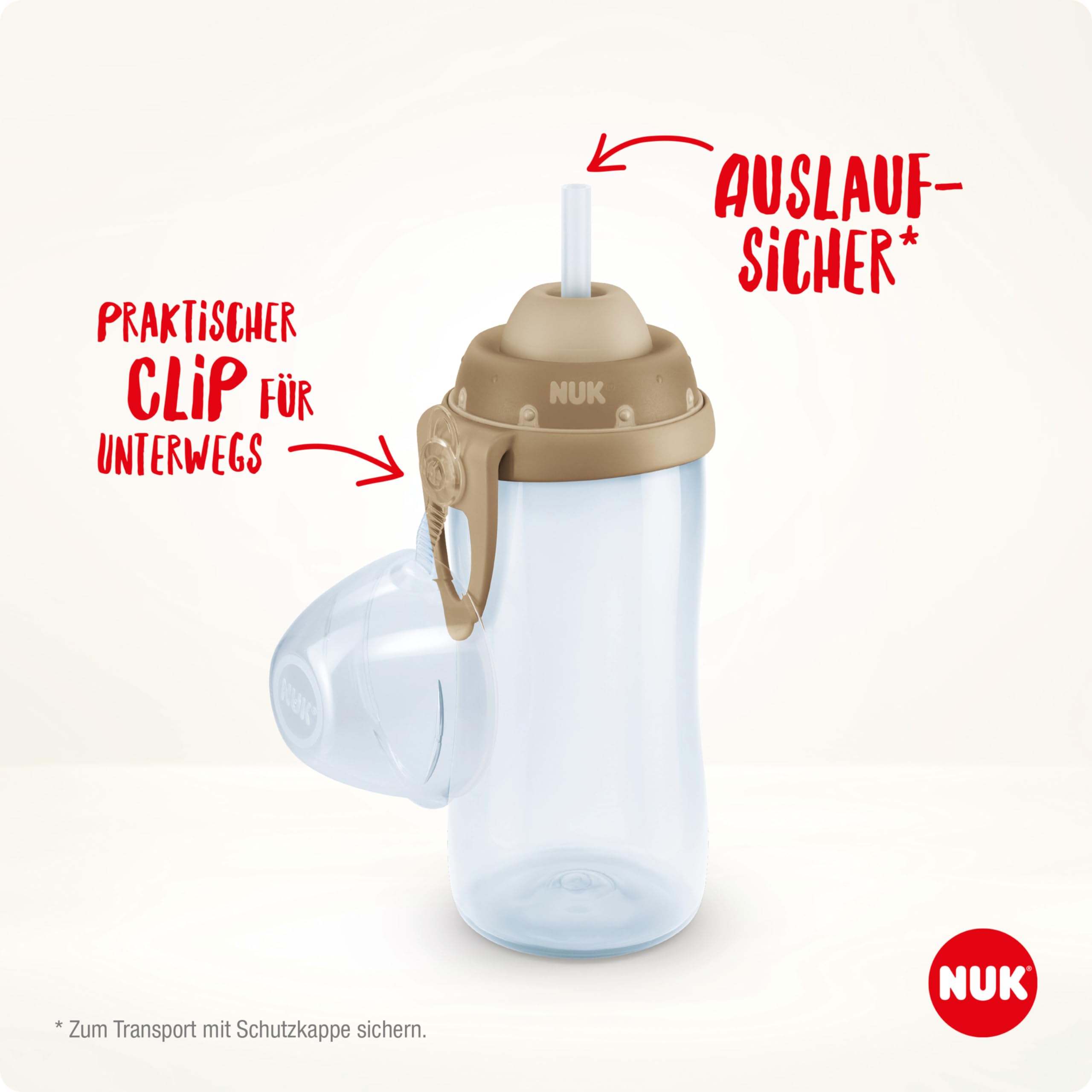 NUK Flexi Cup Trinklernbecher für Kleinkinder | 12+ Monate | 300 ml | Auslaufsicherer, weicher Trinkhalm | Clip & Schutzkappe | BPA-frei | Blau 2