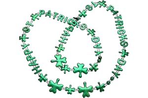QIOJIRMU St Patricks Day Necklace,Green St. Patrick's Day Bead Accessories Bulk, Irish Saint Patrick Day Beads Necklaces, Parade Throw Accessories for Mardi Gras St. Patricks Party Favors Decorations Supplies