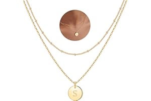 IEFWELL Stocking Stuffer for Teen Girls Women - Necklaces for Women Girls, 14K Gold-Plated Double Side Engraved Hammered Coin Necklaces, Layered Necklace Jewelry Pendant Gifts for Teen Girls Kids