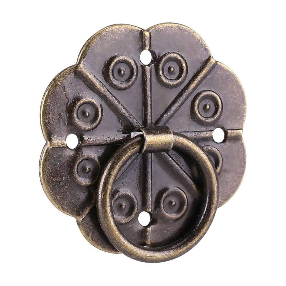 20Pcs Vintage Plum Shape Ring Pull Handles Knobs for Kitchen Drawer Cabinet Cupboard Wooden Box Door Dresser Home Decor (Green Bronze 3 * 3cm)