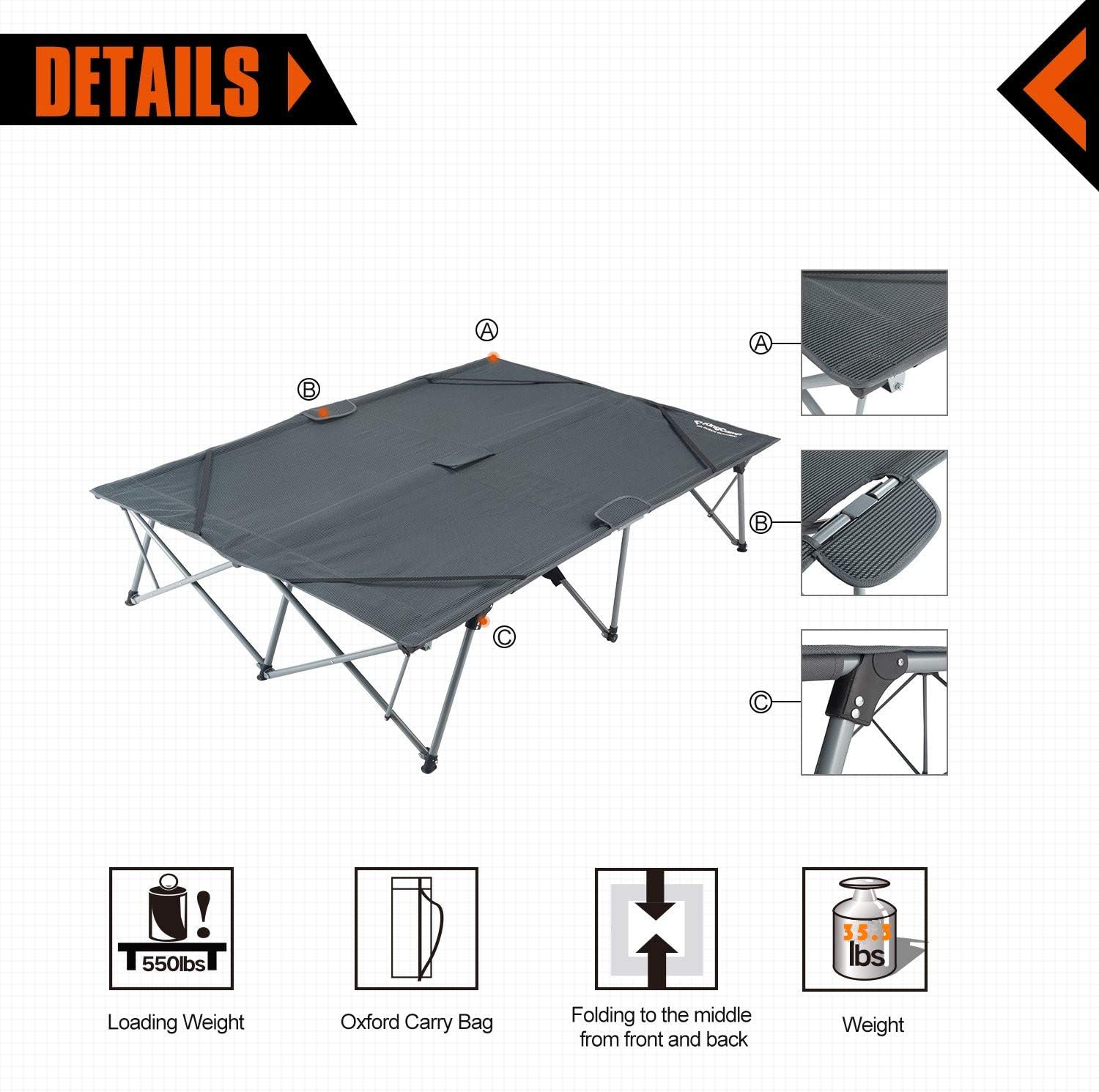 kingcamp double camping cot
