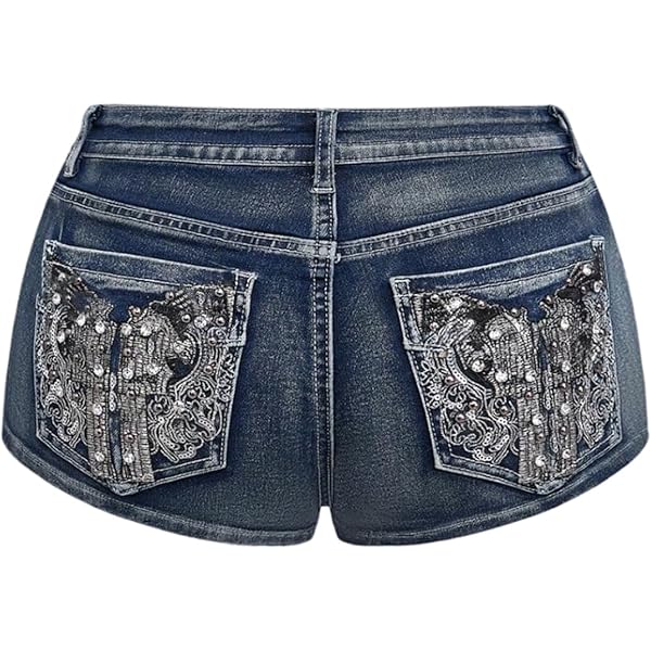 SOLY HUX Women's Y2k Denim Shorts Grunge Punk Low Waist Skinny