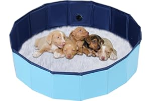 NATGAI Portable Whelping Box for Puppies | 39"X12" Dog Birthing Pool, Whelping Pen for Dogs, Dog Pool Ideal for Puppies' Delivery & Outdoor Fun (39inch Dia. × 12inch H/100 × 30cm)