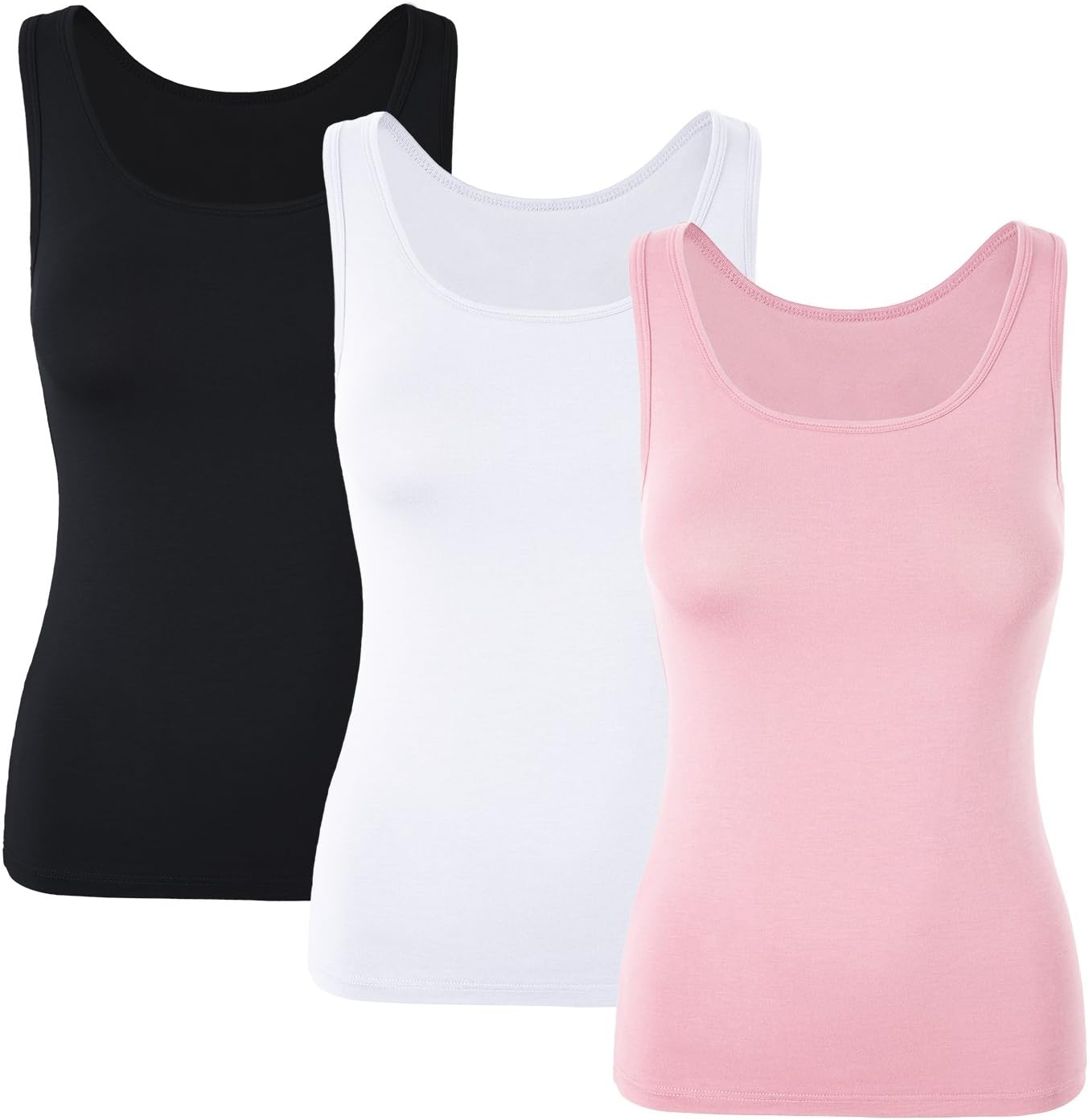Women's Cami Camisole Built-in Bra Wide Strap Tank Top Padded Vest Sleeveless Sports T-Shirt Multicolor