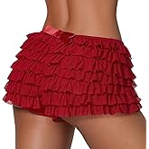 Women Ruffle Bloomers Shorts Micro Mesh Y2K Lace Layered Booty Rave Clubwear