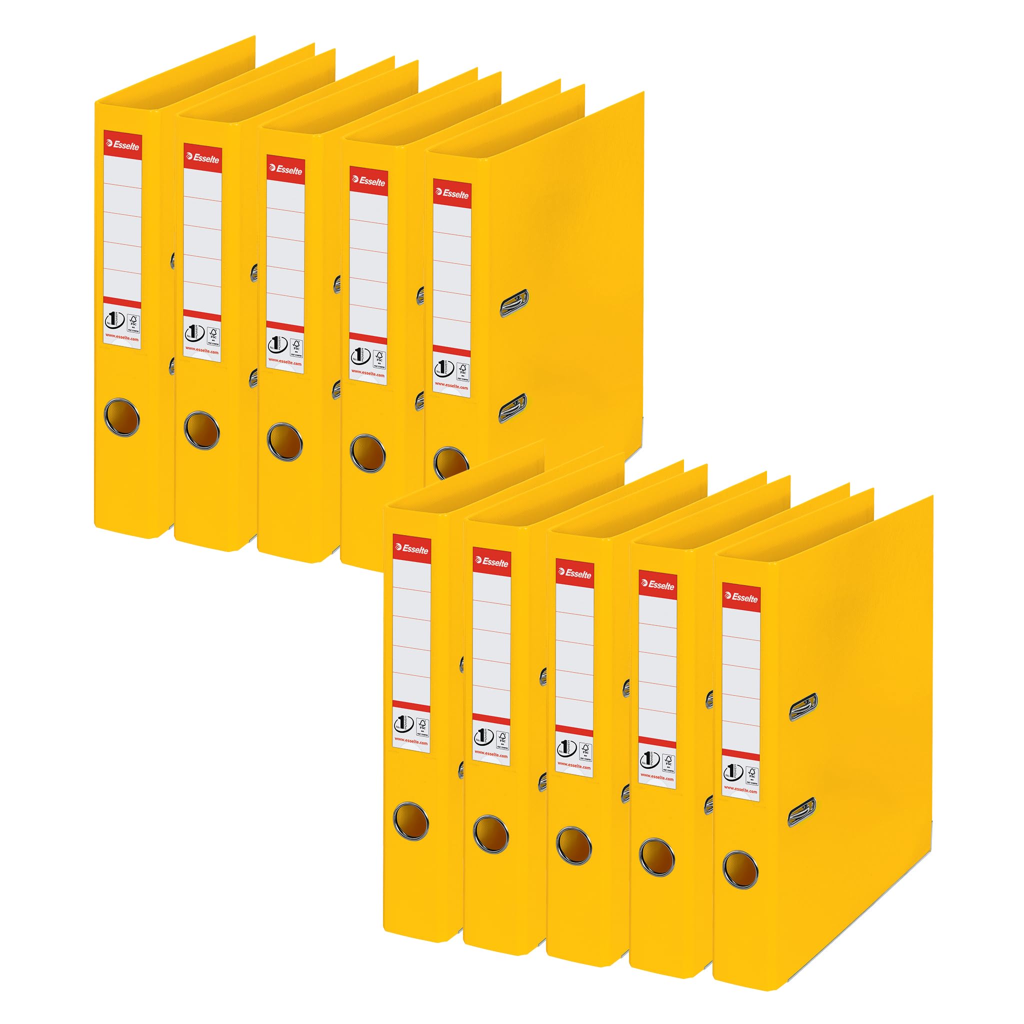 Esselte No.1 A4 Plastic Lever Arch File 50mm Yellow Pack of 10