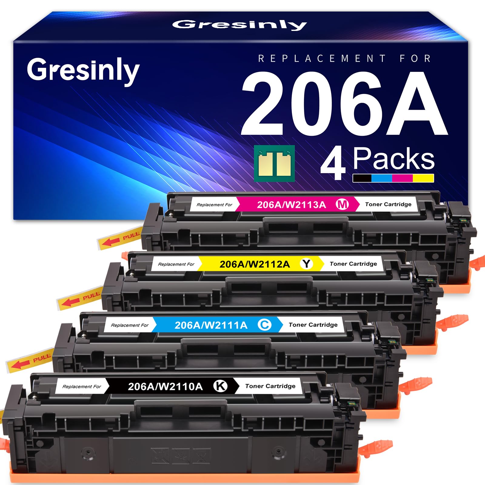 GRESINLY 206A Toner Cartridges HP Set 4-Pack