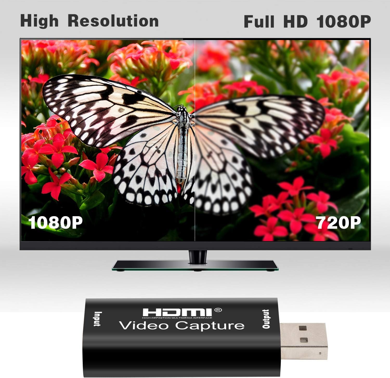 Audio Video Capture Cards HDMI Video Capture HDMI to USB, Full HD 1080p USB 2.0 Record via DSLR Camcorder Action Cam for Video Gaming, Streaming, Live Broadcasting and Facebook Portal TV Recorder: Home Audio & Theater